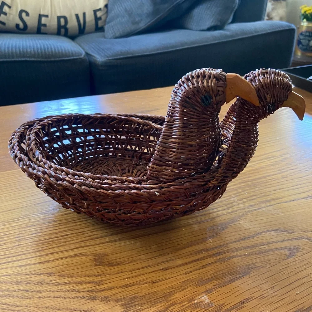 2 Vintage Wicker Birds Baskets